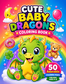 Cute Baby Dragons colouring book cover