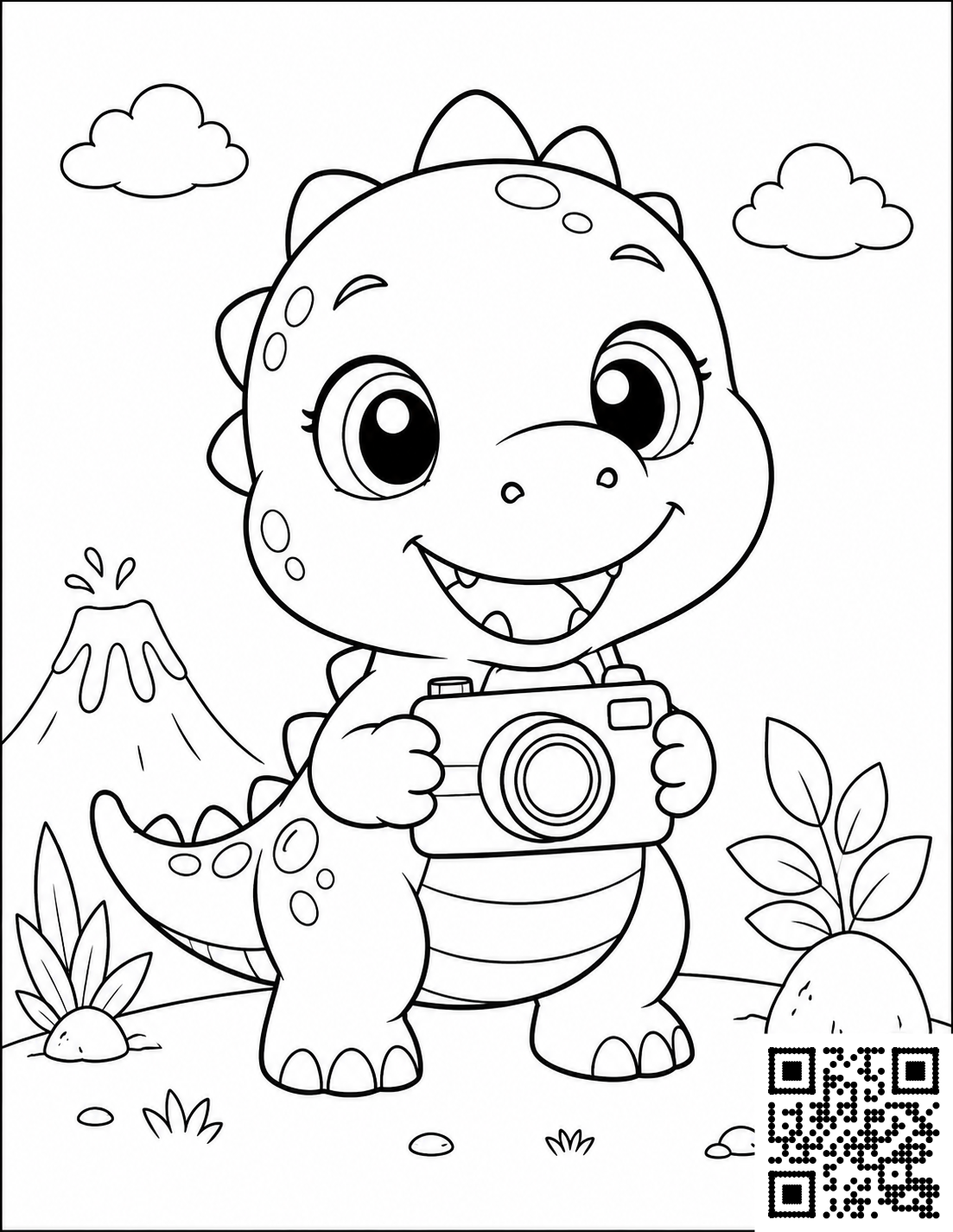 Baby dinosaur colouring page 2