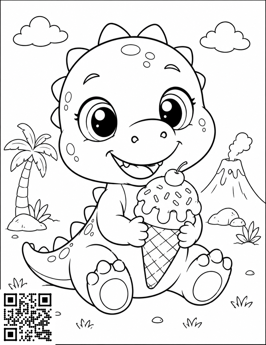 Baby dinosaur colouring page 3