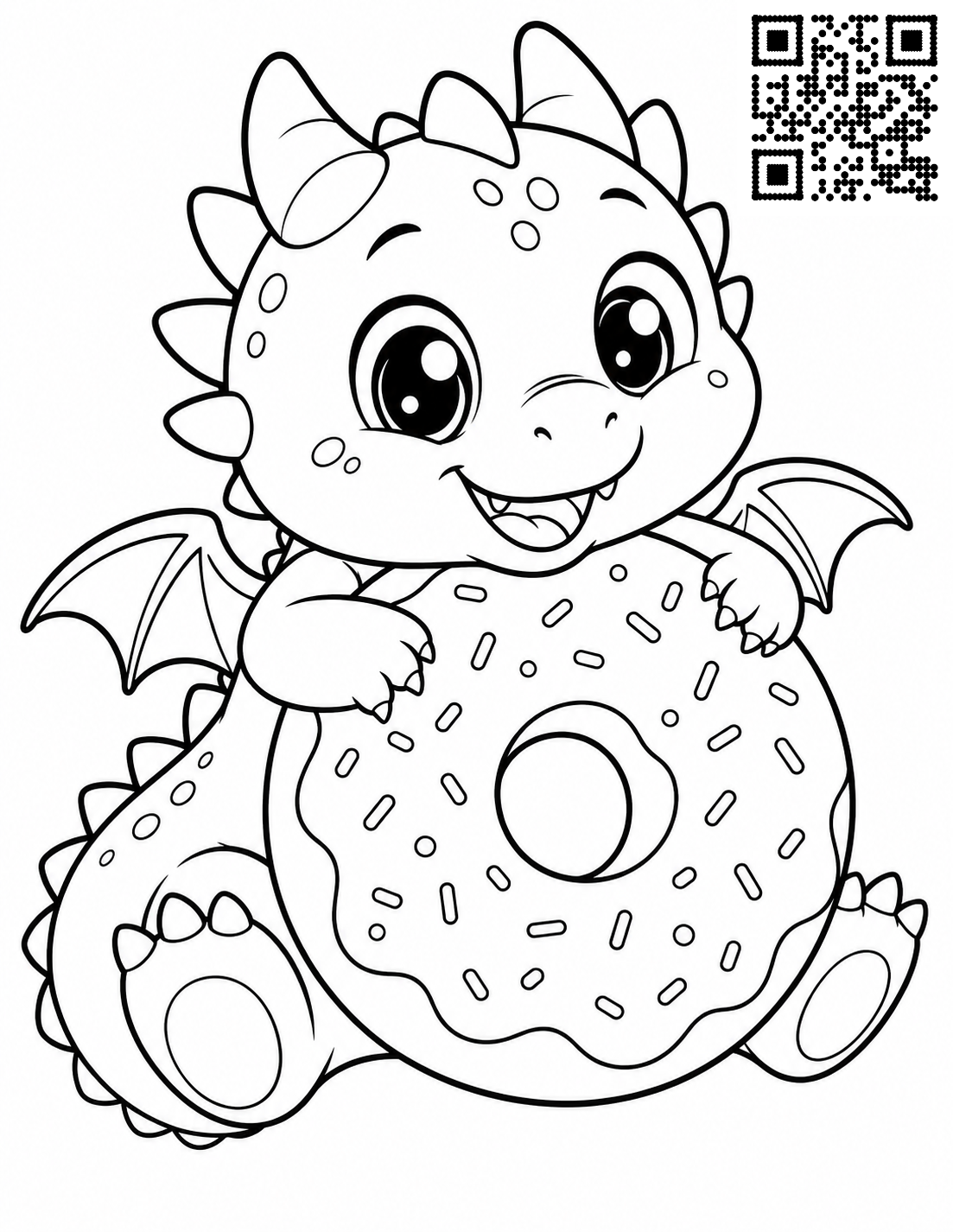 Cute Baby Dragons colouring page 1