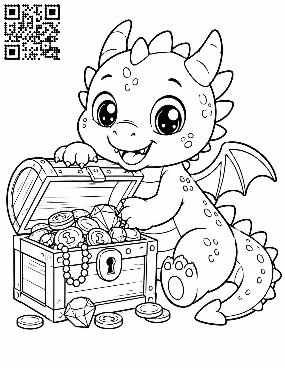 Cute Baby Dragons colouring page 3