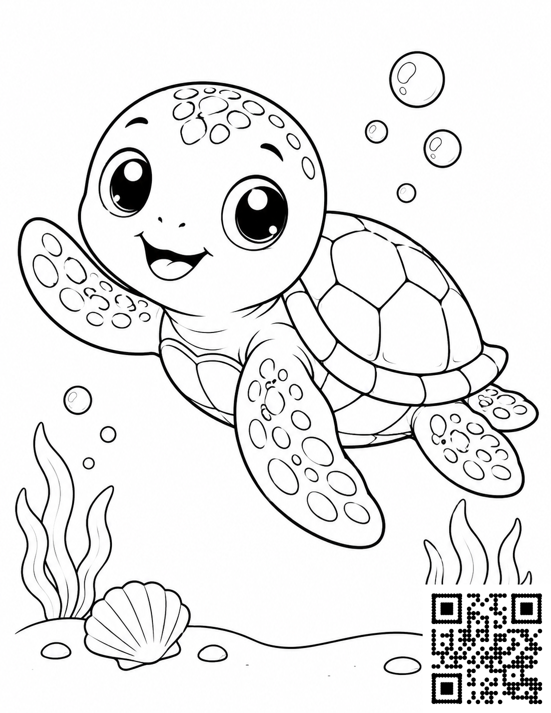 Cute Sea Friends colouring page 1