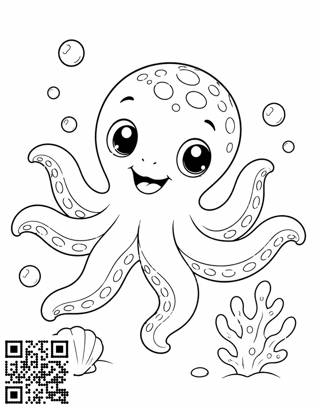 Cute Sea Friends colouring page 3