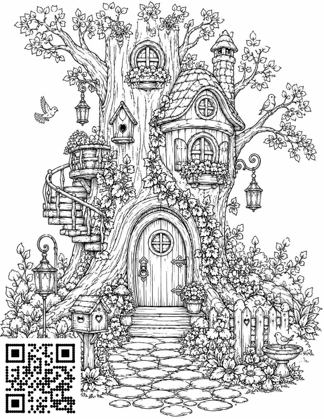 Cozy Fantasy Houses colouring page 2