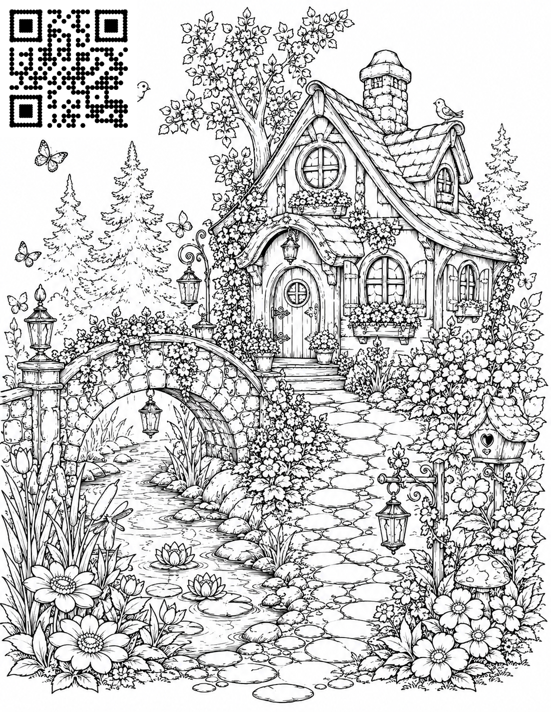 Cozy Fantasy Houses colouring page 3